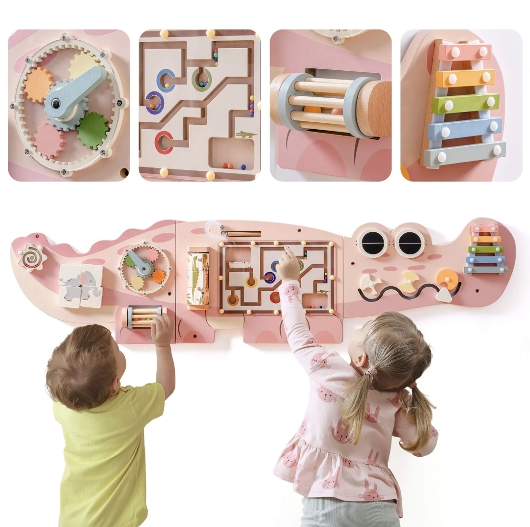 Oak & Aura's Wooden Wall-Mounted Busy Board
