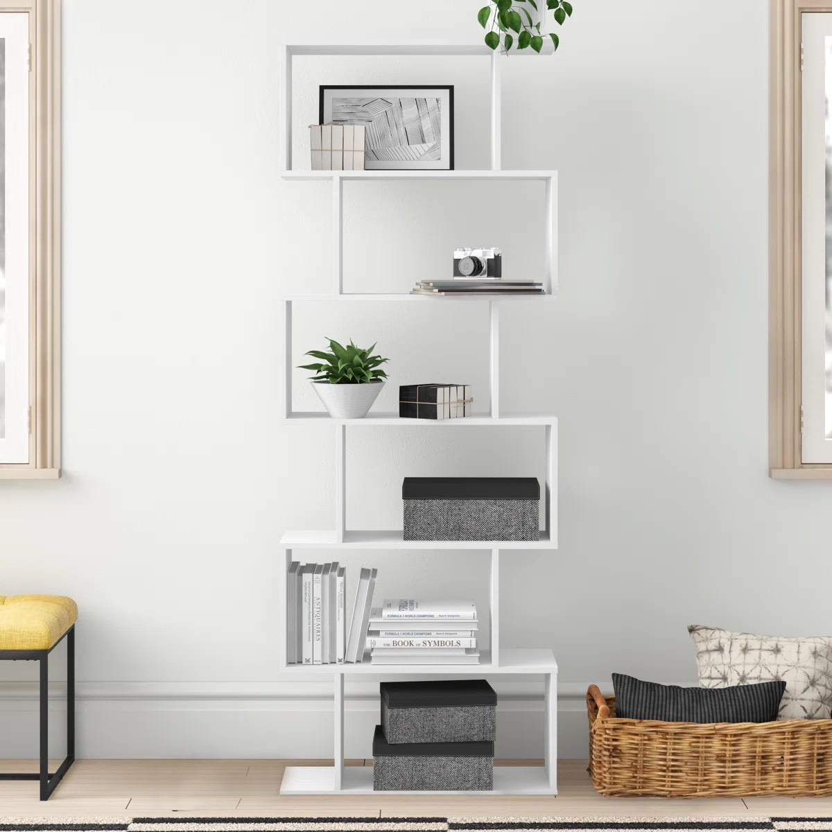 Oak & Aura's 190.5cm H x 70cm W Geometric Bookcase