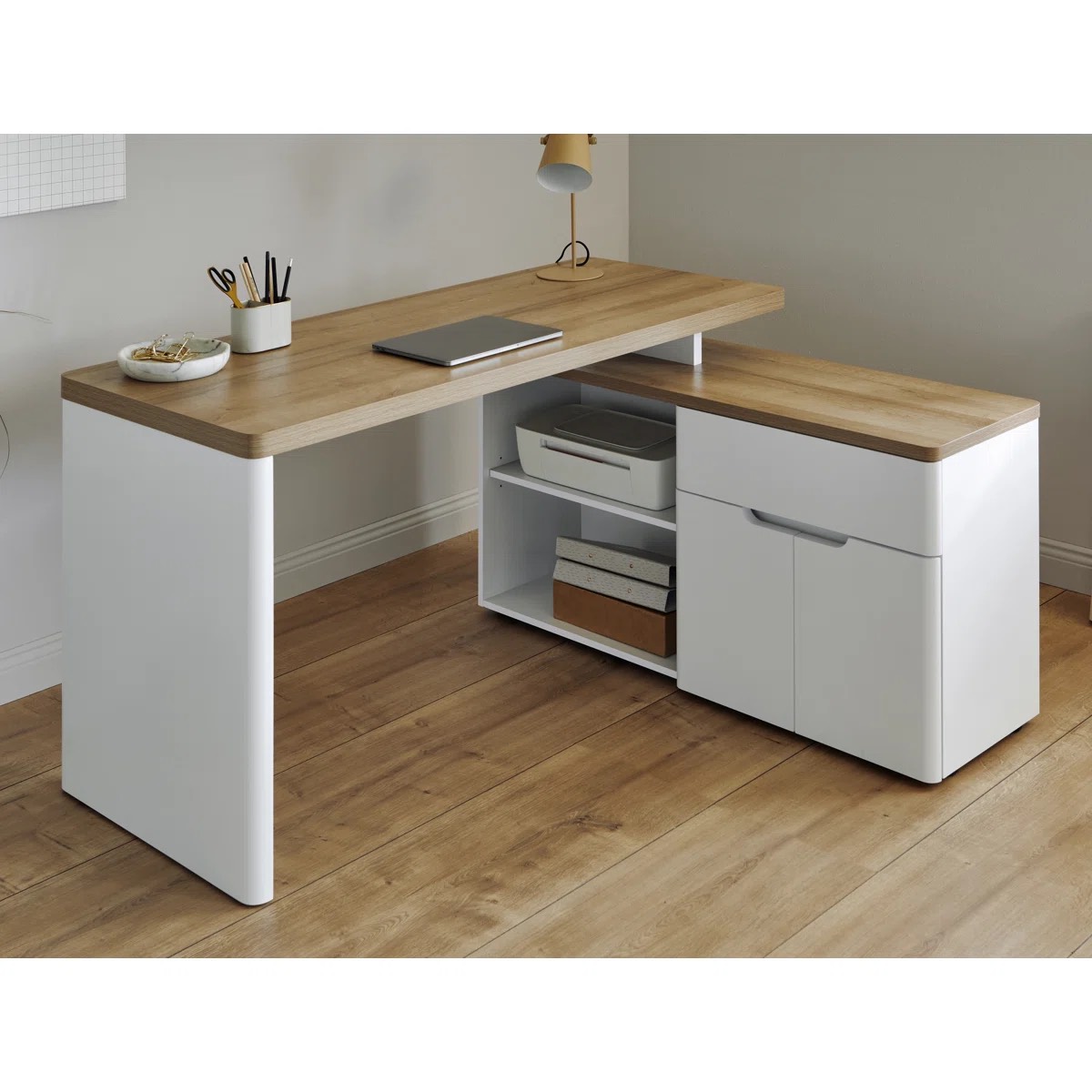 Oak & Aura's L-Shaped Credenza Desk